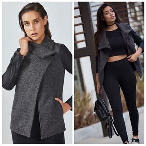 Fabletics Milano Faux Leather-Sleeve Coat size medium